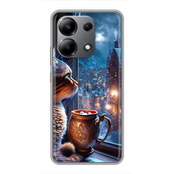 Чехол с рисунком «Кот новогодний» для Xiaomi Redmi Note 13 (4G)