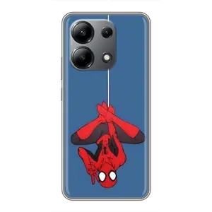 Чехол Супергерой Человека Паука на Xiaomi Redmi Note 13 (4G) (На паутине)