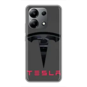 Силиконовый бампер с картинкой машины на Xiaomi Redmi Note 13 (4G) (Logo TESLA)