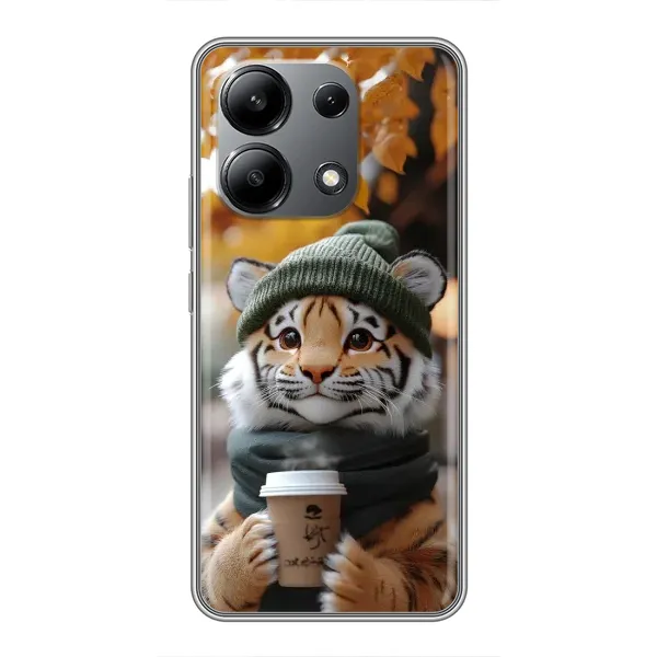 Чохол з малюнком «Тигр з кавою» для Xiaomi Redmi Note 13 (4G)
