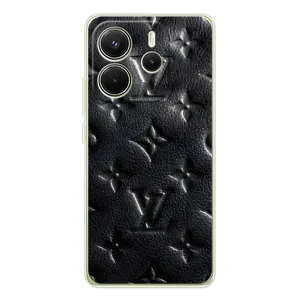 Текстурный Чехол Louis Vuitton для Шiaomi Редми Нот 14 4G (Глобальная версия) (Черный ЛВ)