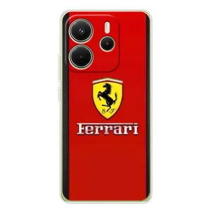 Силиконовый бампер с картинкой машины на Xiaomi Redmi Note 14 4G (Global version) (Ferrari Logo)