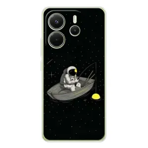 Силіконовый Чохол з принтом "Космонавти" на Xiaomi Redmi Note 14 4G (Global version) (Космонавт на рибалці)