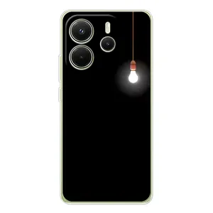 Чехол с картинками на черном фоне для Xiaomi Redmi Note 14 4G (Global version) (Лампочка)