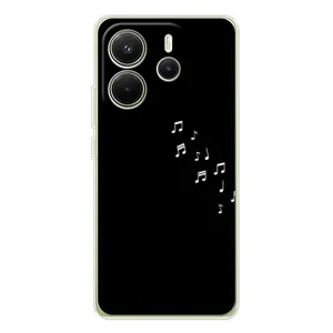 Чехол с картинками на черном фоне для Xiaomi Redmi Note 14 4G (Global version) (Ноты)