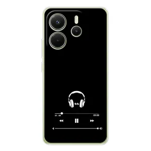 Чехол с картинками на черном фоне для Xiaomi Redmi Note 14 4G (Global version) (Плеер)