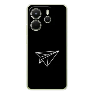 Чехол с картинками на черном фоне для Xiaomi Redmi Note 14 4G (Global version) (Самолетик)