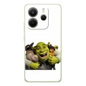 Печатный чехол с принтом Шрек для Xiaomi Redmi Note 14 4G (Global version) (Шрек осел и кот)