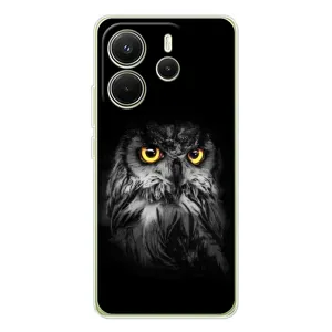 Чехлы с принтом СОВЫ для Xiaomi Redmi Note 14 4G (Global version) (Сова на чёрном)