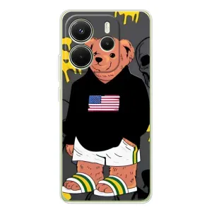 Чехлы Мишка Тедди для Шiaomi Редми Нот 14 4G  (Глобальная версия) (Teddy USA)