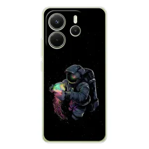 Силіконовый Чохол з принтом "Космонавти" на Xiaomi Redmi Note 14 4G (Global version) (В руках земля)
