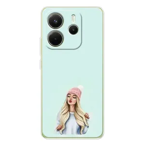 Силиконовый Чехол на Xiaomi Redmi Note 14 4G (Global version) с картинкой Стильных Девушек (В шапке)