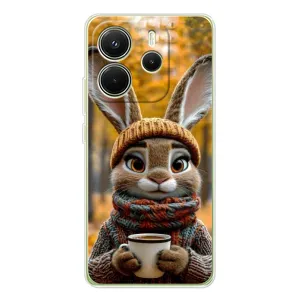 Печатный чехол «Зверята с кофе» для Xiaomi Redmi Note 14 4G (Global) (Зайчик с кофе)