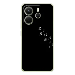Чехол с картинками на черном фоне для Xiaomi Redmi Note 14 4G (Ноты)