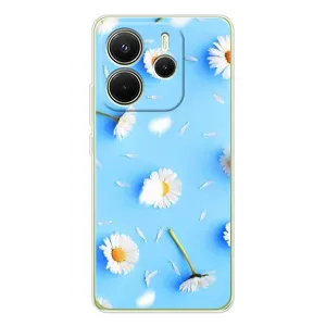 Чехол с Цветами для Xiaomi Redmi Note 14 4G (ромашки на голубом)