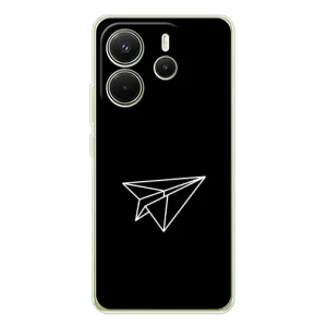 Чехол с картинками на черном фоне для Xiaomi Redmi Note 14 4G (Самолетик)