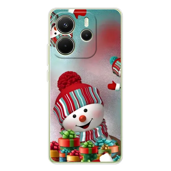Чехол с рисунком «Снеговик в шапке» для Xiaomi Redmi Note 14 4G (EU)