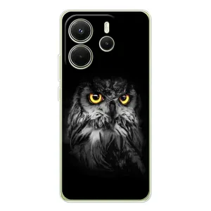 Чехлы с принтом СОВЫ для Xiaomi Redmi Note 14 4G (Сова на чёрном)
