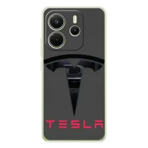 Силиконовый бампер с картинкой машины на Xiaomi Redmi Note 14 4G (Logo TESLA)