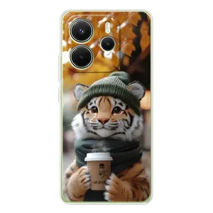 Печатный чехол «Зверята с кофе» для Xiaomi Redmi Note 14 4G (EU) (Тигр с кофе)
