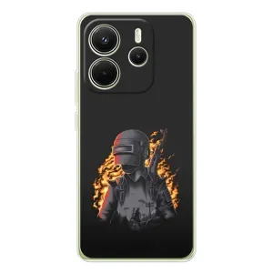 Силиконовый чехол с картинкой "Герой Pubg" на Xiaomi Redmi Note 14 4G (В огне)