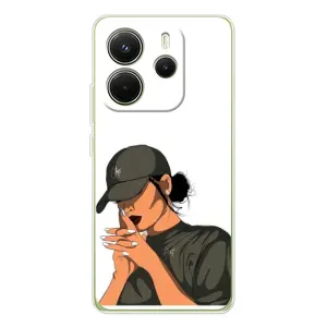 Силиконовый Чехол на Xiaomi Redmi Note 14 4G с картинкой Стильных Девушек (В зеленом)