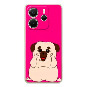 Чехол (ТПУ) Милые собачки для Xiaomi Redmi Note 14 4G (Веселый Мопсик)