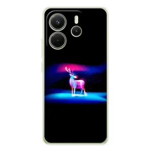 Силиконовый бампер с картинкой животных для Xiaomi Redmi Note 14 4G (Яркий олень)