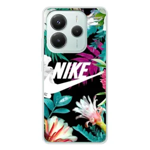 Силиконовый Чехол на Xiaomi Redmi Note 14 5G с картинкой Nike (Цветочный Nike)