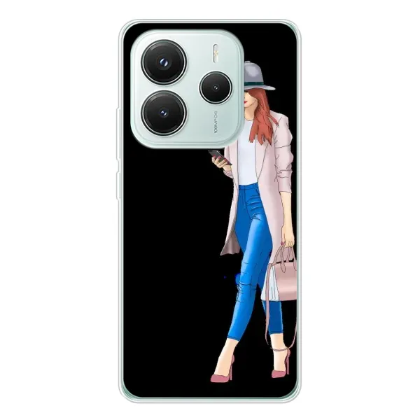 Чехол с рисунком «Девушка со смартфоном» для Xiaomi Redmi Note 14 5G Чехол с рисунком «Девушка со смартфоном» для Xiaomi Redmi Note 14 5G