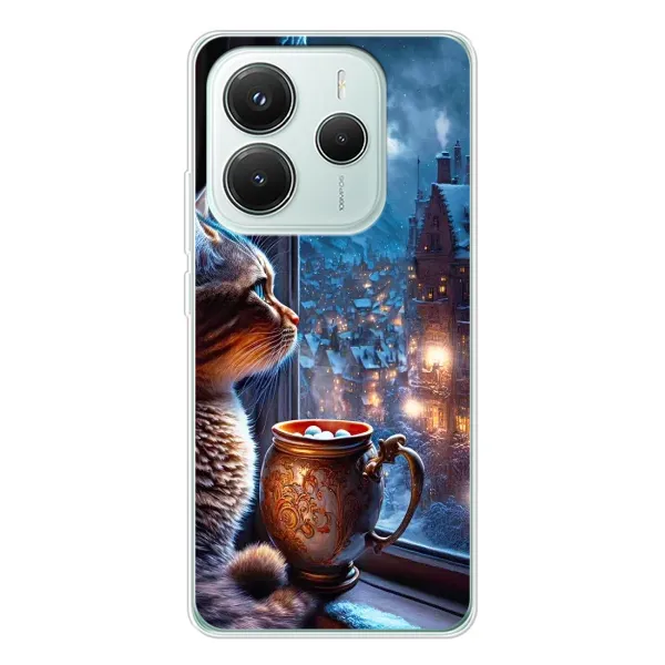 Чехол с рисунком «Кот новогодний» для Xiaomi Redmi Note 14 5G