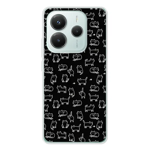 Чехол с рисунком «Котики на черном» для Xiaomi Redmi Note 14 5G Чехол с рисунком «Котики на черном» для Xiaomi Redmi Note 14 5G