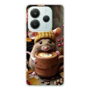 Друкований чохол 'Звірята з кавою' для Xiaomi Redmi Note 14 5G (Мишка з кавою)