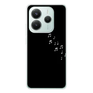 Чехол с картинками на черном фоне для Xiaomi Redmi Note 14 5G (Ноты)