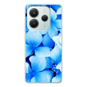 Силіконовий бампер з принтом (квіточки) на Redmi Note 14 5G (Сині квіти)