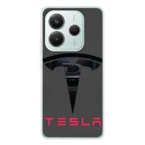 Силіконовий бампер з картинкою машини на Xiaomi Redmi Note 14 5G (Logo TESLA)