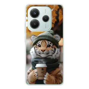 Друкований чохол 'Звірята з кавою' для Xiaomi Redmi Note 14 5G (Тигр з кавою)