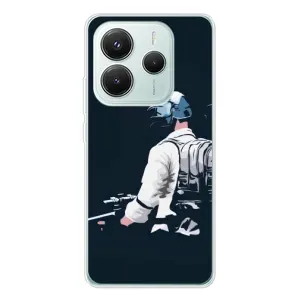 Силиконовый чехол с картинкой "Герой Pubg" на Xiaomi Redmi Note 14 5G (В экиперовке)