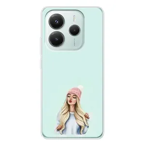 Силіконовый Чохол на Xiaomi Redmi Note 14 5G з картинкой Модных девушек (В шапці)