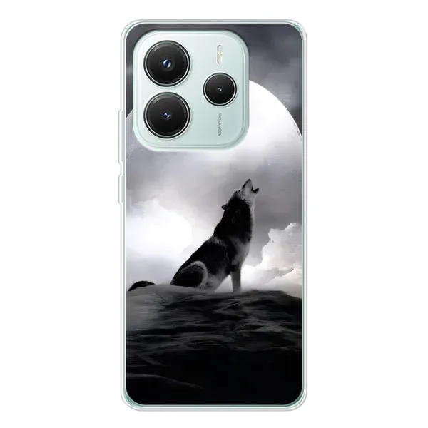 Чехол с рисунком «Волк и луна» для Xiaomi Redmi Note 14 5G