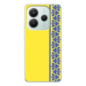 Силиконовый Чехол на Xiaomi Redmi Note 14 5G (Вышиванка на желтом)