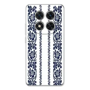 Силиконовый Чехол на Xiaomi Redmi Note 14 Pro Plus с картинкой Вышиванки (Синяя вышиванка)