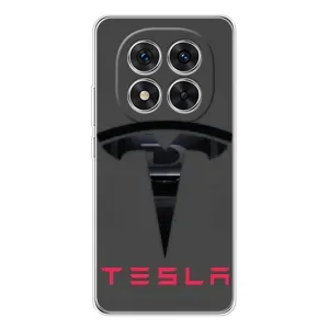 Силиконовый бампер с картинкой машины на Xiaomi Redmi Note 14 Pro (Logo TESLA)