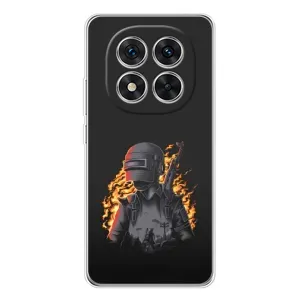 Силиконовый чехол с картинкой "Герой Pubg" на Xiaomi Redmi Note 14 Pro (В огне)
