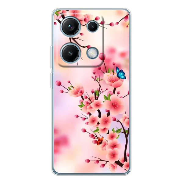 Чехол с рисунком «Бабочки на сакуре» для Xiaomi Redmi Note 14S Чехол с рисунком «Бабочки на сакуре» для Xiaomi Redmi Note 14S