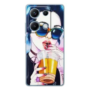 Чехол с картинкой Модные Девчонки Xiaomi Redmi Note 14S (Девушка с коктейлем)