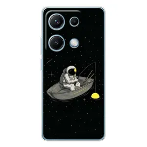 Силиконовый Чехол с принтом "Космонавты" на Xiaomi Redmi Note 14S (Космонавт на рыбалке)