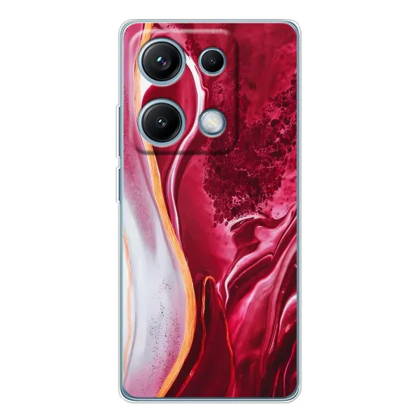 Чехол с рисунком «Красный мрамор» для Xiaomi Redmi Note 14S
