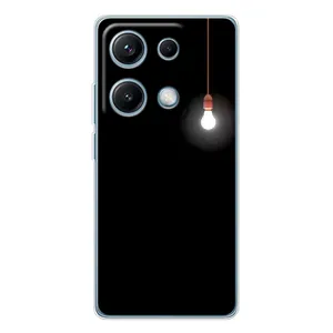 Чехол с картинками на черном фоне для Xiaomi Redmi Note 14S (Лампочка)