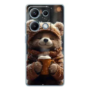 Печатный чехол «Зверята с кофе» для Xiaomi Redmi Note 14S (Медвежонок с кофе)